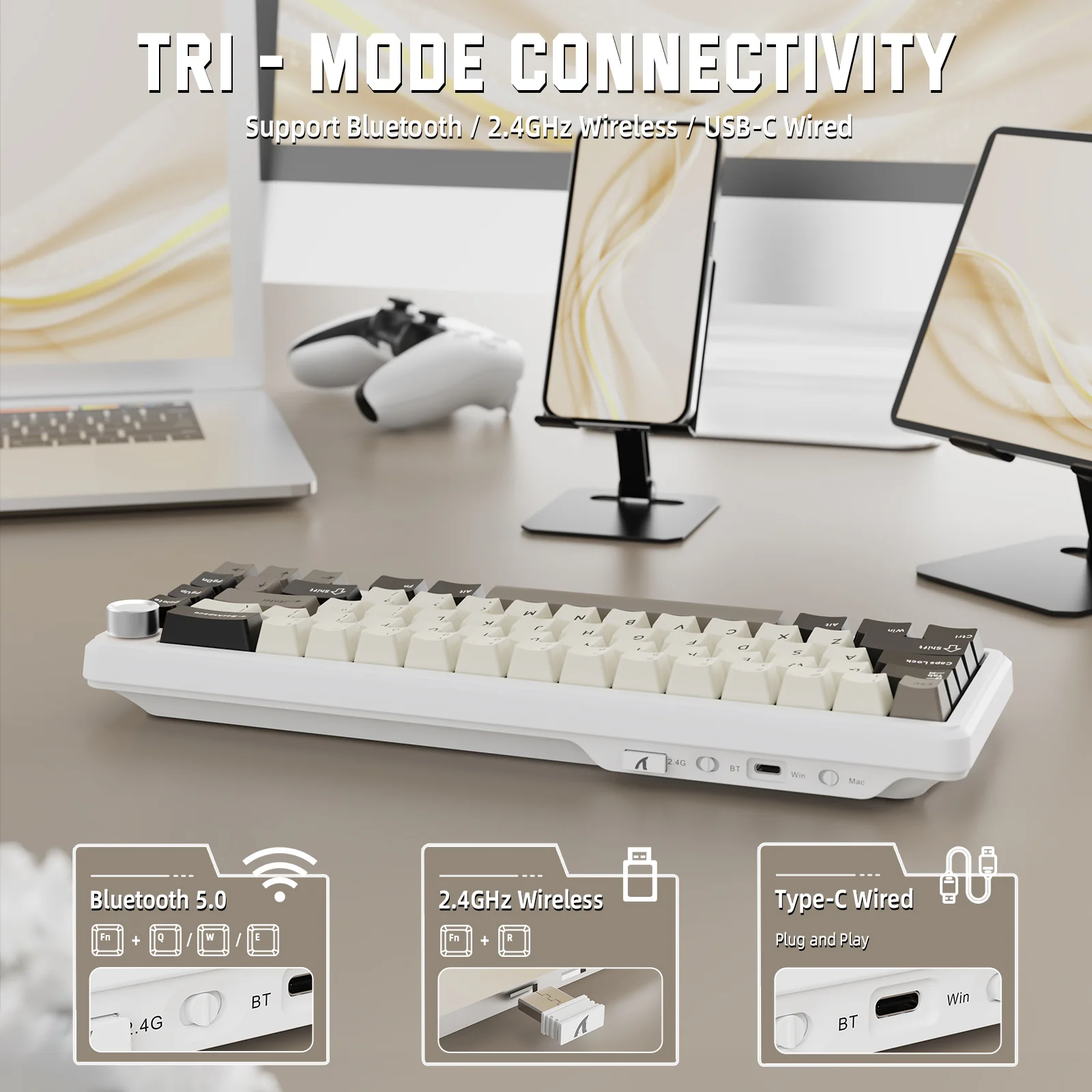 ATTACK SHARK X66 Wireless Mechanical Keyboard with Side Printed PBT Keycaps - Image 21