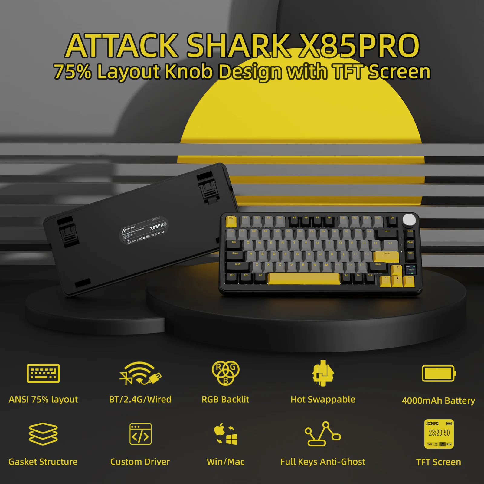 ATTACK SHARK X85PRO Tri-mode Gasket Mechanical Keyboard - Image 3
