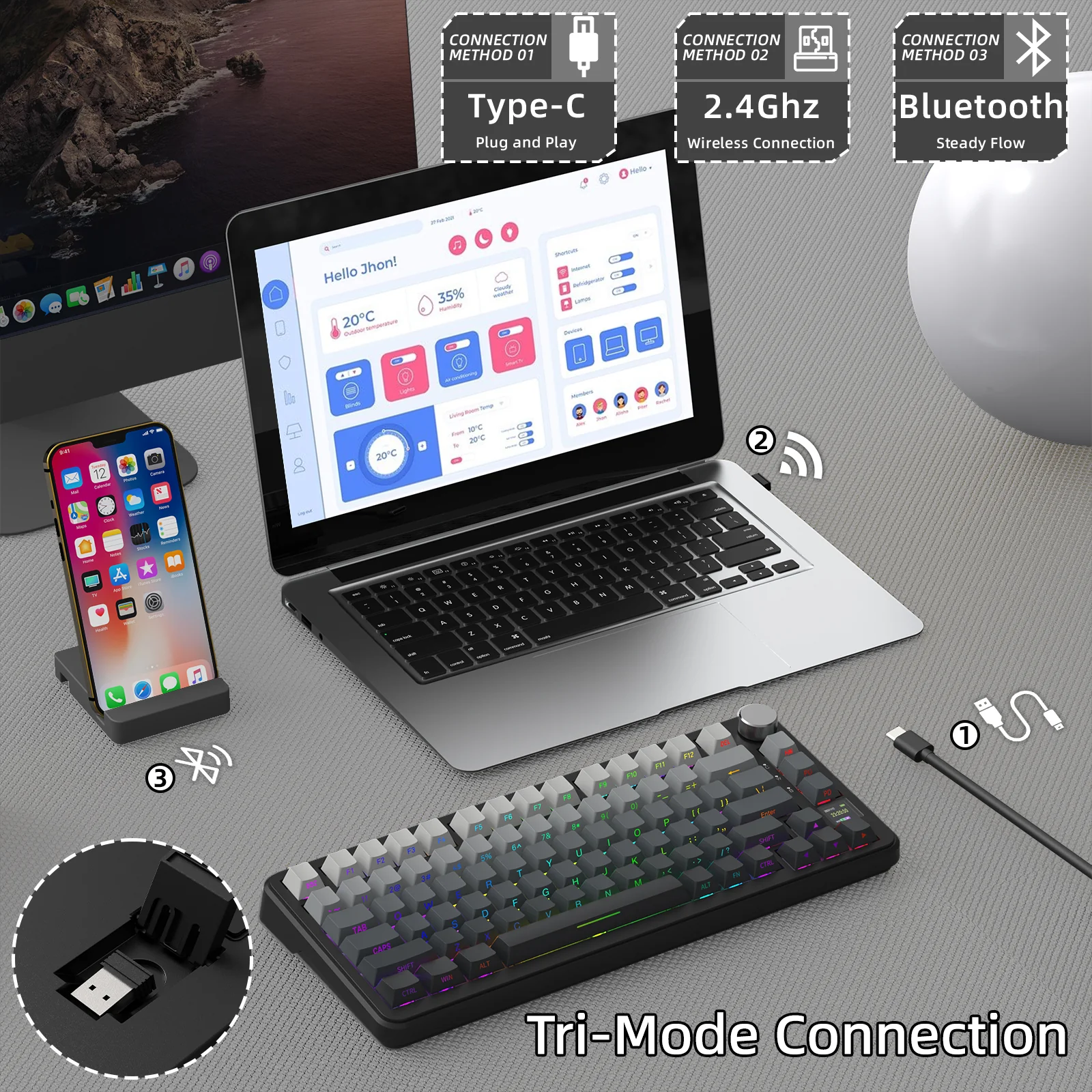 ATTACK SHARK X85PRO Tri-mode Gasket Mechanical Keyboard - Image 34
