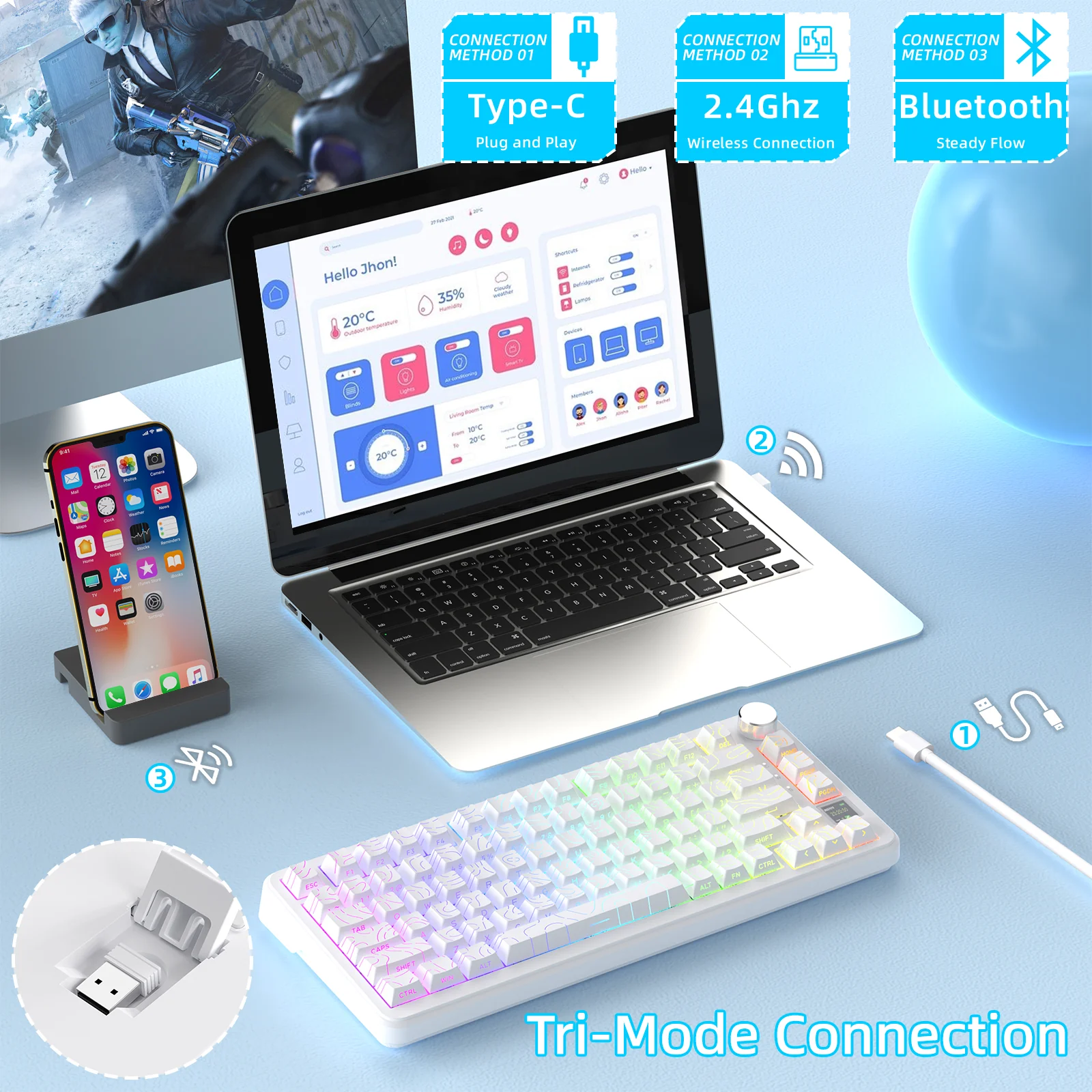 ATTACK SHARK X85PRO Tri-mode Gasket Mechanical Keyboard - Image 44