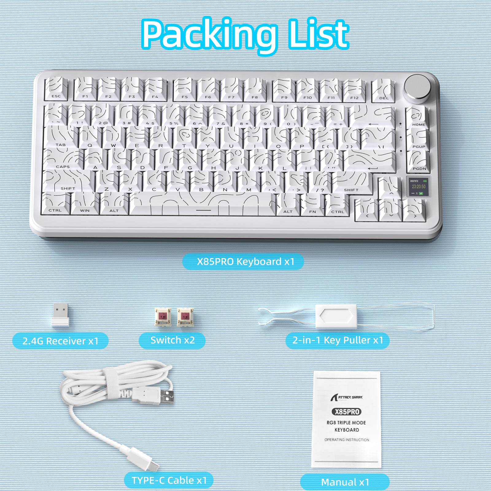 ATTACK SHARK X85PRO Tri-mode Gasket Mechanical Keyboard - Image 50