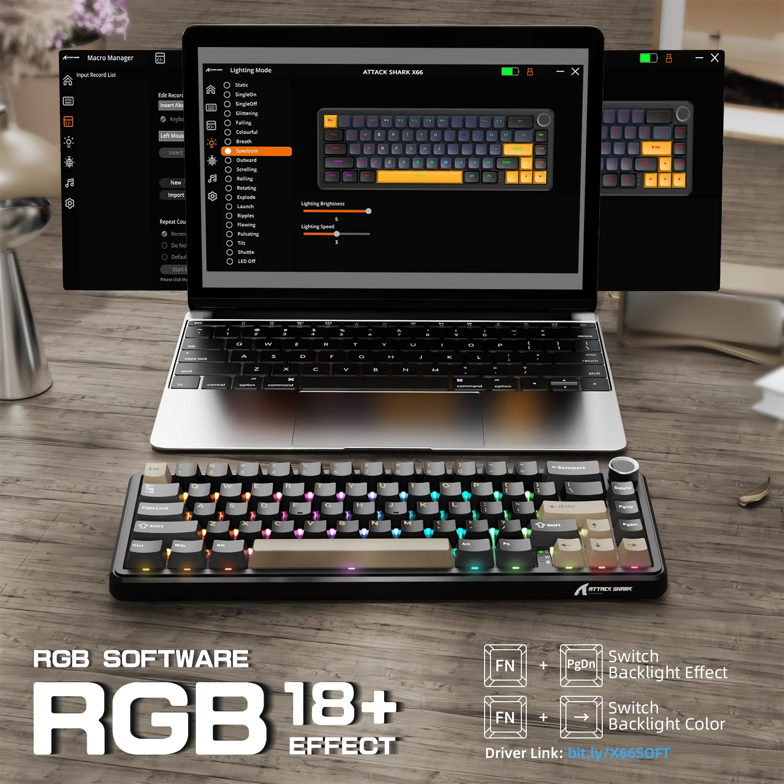 ATTACK SHARK X66 Wireless Mechanical Keyboard with 8K Coiled Cable - Image 16